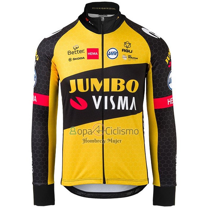 Jumbo Visma Ropa Ciclismo Culotte Largo 2021 Mangas Largas Negro AMarillo